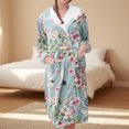 thumbnail image 2 of Women's Fleece Plush Robe Long Warm Plush Bathrobe Loungewear Jacket Printed Comfort Robe, 2 of 5