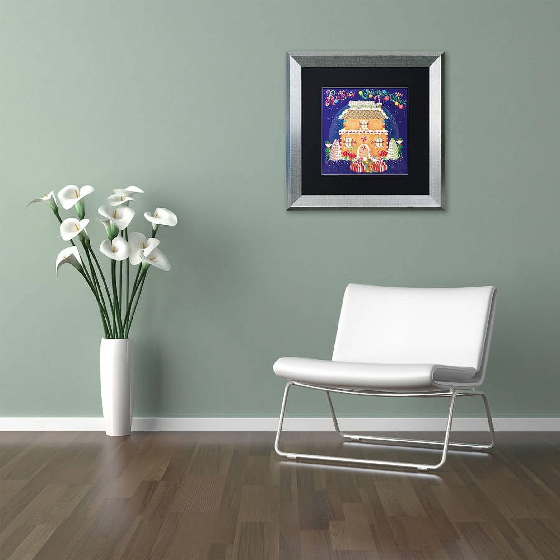 Trademark Fine Art "Xmas Gingerbread House" Canvas Art by Lisa Powell Braun, Black Matte, Silver Frame