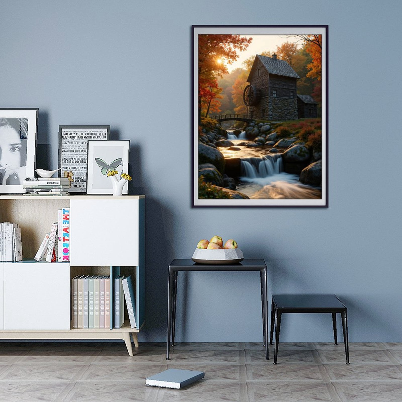 Diamond Art Kits for Adults - 5d Old Mill Autumn Waterfall Scene Diamond Painting for Adults, Diamond Art for Adults Beginners, Diamond Painting Kits for Adults for Home Wall Decor