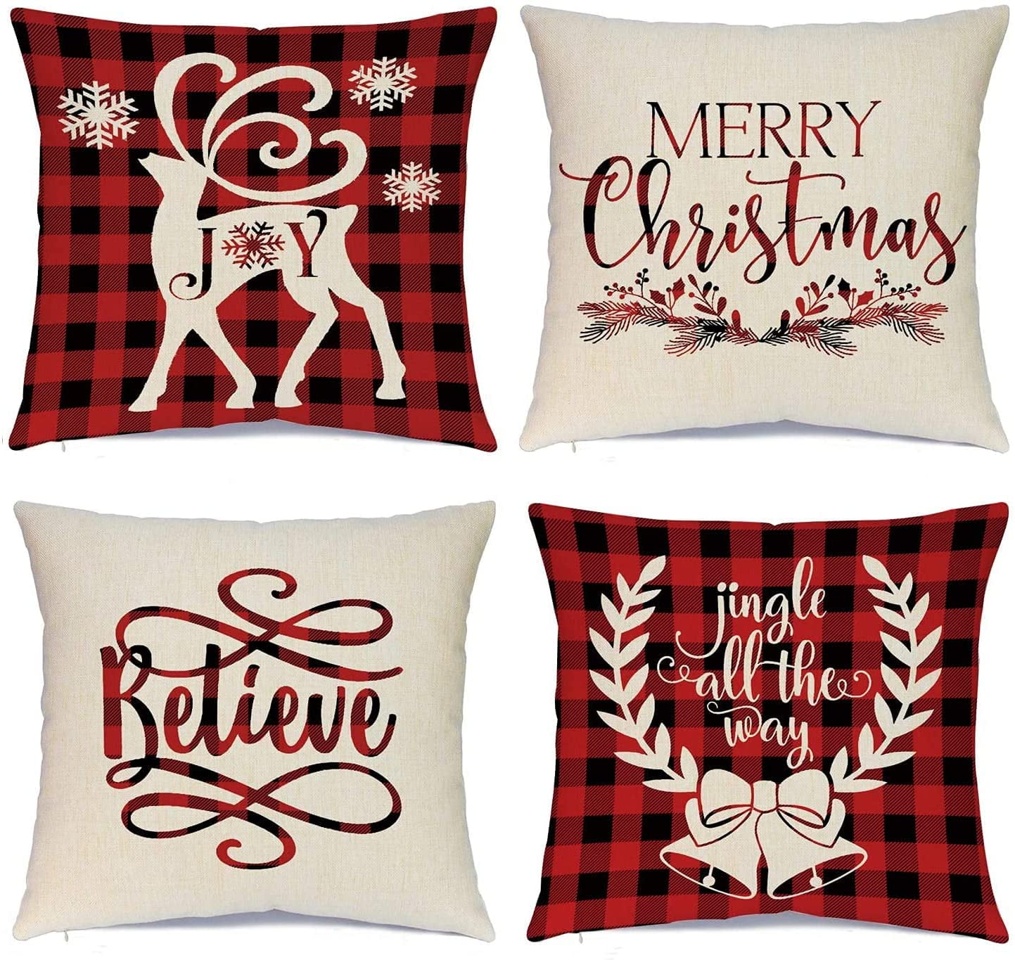 Christmas Xmas Snowman Series Cushion Cover Case Pillow Custom Zippered Square Pillowcase Hlonon Christmas Pillow Covers 18 x 18 Inches Set of 4