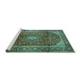 thumbnail image 2 of Ahgly Company Machine Washable Indoor Rectangle Medallion Turquoise Blue Traditional Area Rugs, 4' x 6', 2 of 4