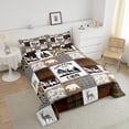 thumbnail image 2 of Retro Cabin Comforter Set Twin Wildlife Bear Elk Deer Hunting Bedding Set,Reindeer Moose Woodland Animals Quilt Brown Camouflage Grid Lattice Patchwork Duvet Insert,Pine Trees Farmhouse Decor, 2 of 5