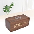 thumbnail image 3 of Wooden Digital Alarm Clock,Digital Alarm Clock Wireless Charging Automatic Temperature Detection Safe Stable LED Electronic Clock,Weekday/Weekend Mode Voice Control, Timer Thermometer brown, 3 of 9