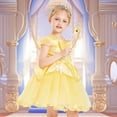 thumbnail image 4 of Girls Princess Dress Up Costume, Princesses 3 Pcs Sparkly Fancy Dresses Blue Pink Yellow Set for Toddlers Little Kids Christmas Birthday Party 3-4 Years, 4 of 6