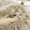 thumbnail image 3 of Cat Bed Round Soft Plush Burrowing Cave Hooded Cat Bed Donut for Dogs & Cats, Faux Fur Cuddler Round Comfortable Self Warming Pet Bed, 3 of 9