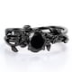 thumbnail image 1 of JeenMata Juego de Anillos de Boda con Diamantes Negros de 0,50 Quilates Creados en Laboratorio Juego de Anillos de Boda con Hojas y Enredaderas, Baño de Oro Negro de 18 K sobre Plata, 1 of 6
