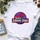 thumbnail image 3 of Camiseta con estampado de letras de Jurassic Park con purpurina para mujer, ropa Harajuku Kawaii, camiseta de dinosaurio R-Rex, camisetas de verano para mujer, 3 of 5