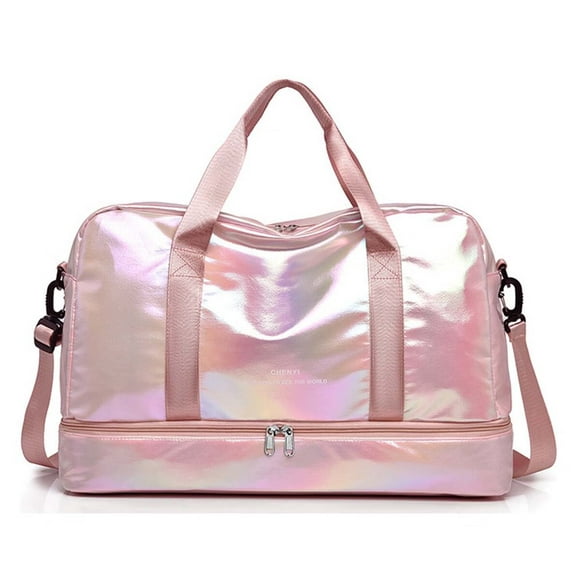 Travel Duffel Sport Gym Bag Women Girls Weekender Duffle Bags with Shoe Compartment Wet Pocket Pink