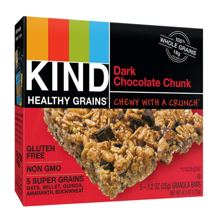 (6 Pack) KIND Healthy Grain Bars, Dark Chocolate Chunk Gluten Free Granola Bars, 5