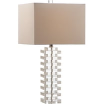 SAFAVIEH Swift 26 in. Modern Clear Crystal Table Lamp with Off-White 100% Cotton Shade