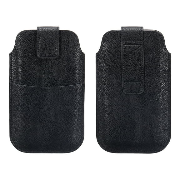 Phone Belt Holder Case for 6.3" Cell Phones, Vertical Leather Phone Belt Pouch, Black