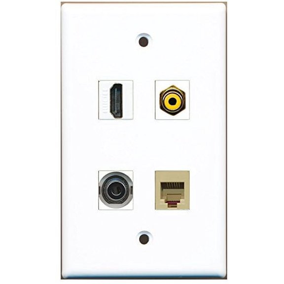 RiteAV - 1 Port HDMI 1 Port RCA Yellow 1 Port Phone RJ11 RJ12 Beige 1 Port 3.5mm Wall Plate