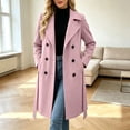 thumbnail image 2 of Biaocheng Women's Double Breasted Lapel Long Coat Button Front Long Sleeve, 2 of 6