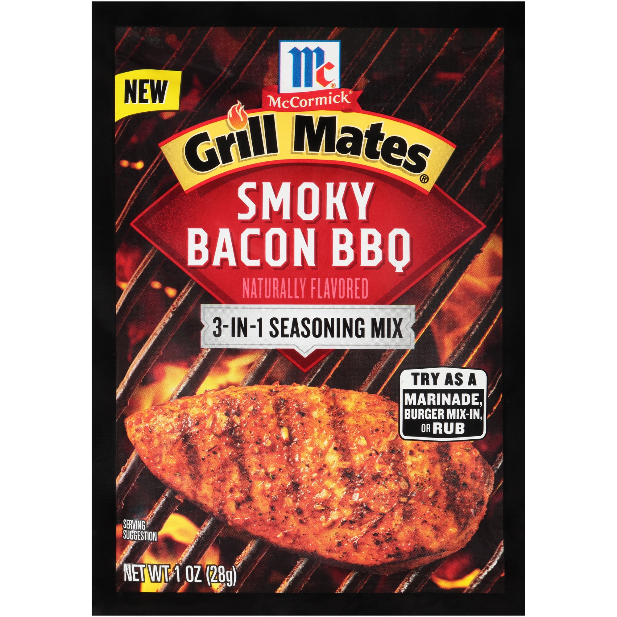 McCormick Grill Mates Smoky Bacon BBQ 3-In-1 Seasoning Mix, 1 oz