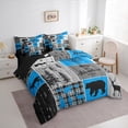 thumbnail image 3 of Homewish Moose Bear Deer Bedding Comforter Set 7pcs, Vintage Dark Blue Buffalo Queen Bedding Sets, Western Countryside Reversible Queen Sheet Sets, Luxury Bedroom Decor, 3 of 7