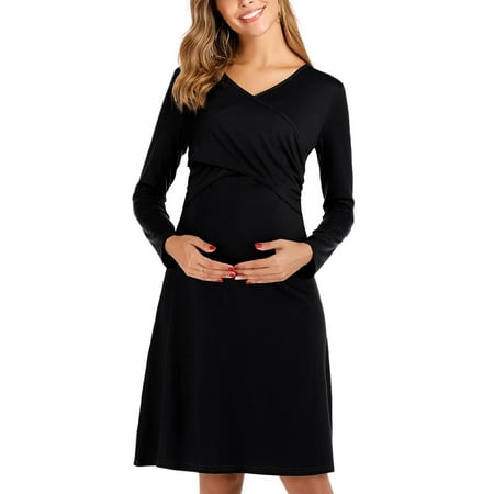 

Maternity Breastfeeding Dress Pregnant Women s Dress Black M