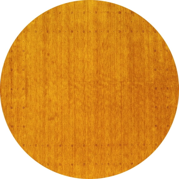 Ahgly Company Indoor Round Abstract Yellow Contemporary Area Rugs, 5' Round