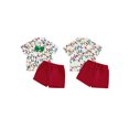 thumbnail image 2 of Spewahor Toddler Baby Boy Christmas Outfit 0 6 12 18 24 Months 2T 3T Lights String Print Short Sleeve Bowtie Shirt Solid Elastic Waist Shorts 2 Piece Gentleman Set, 2 of 9