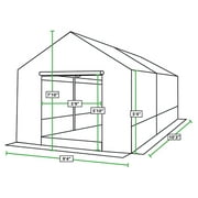 دفيئة كينج كانوبي 10 × 10، 1 3/8 بوصة. إطار فولاذي، 6 أرجل، قماش أبيض غير شفاف Solarig® Ripstop