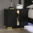 thumbnail image 4 of Miekor Furniture Modern Black 3pc Bedroom Set Eastern King Size Bed w LED 2x Nightstands Mattress Ready Furniture Acrylic Trim 55837, 4 of 12
