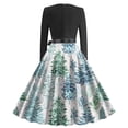 thumbnail image 3 of miqiqism 2024 Christmas Long Sleeve Dress for Women Trendy Audrey Hepburn Dress Casual Trees Printed Tea Dresses Juniors Round Neck Flared Hem Dress,White,Small, 3 of 3