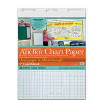 Heavy Duty Anchor Chart Paper, 1" Grid Ruled, 24"W x 32"L, 25 Sheets