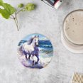 thumbnail image 4 of Bahomeck Drink Coasters Set Of 6 With Holder White Horse Is Running On The Beach With Waves Crashing Water Absorbent Ceramic Coasters Tabletop Protection,Suitable For Various Cup,Home Decor, 4 of 4