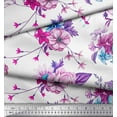 thumbnail image 2 of Soimoi Blue Polyester Crepe Fabric Leaves & Floral Print Sewing Fabric BTY 52 Inch Wide, 2 of 3