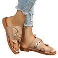thumbnail image 3 of JDEFEG Tan Sandals for Women Dressy Embroidered Flowers Sandals for Women Bow Slippers Comfortable Beach Travel Sandals Summer Sandals for Women Flat Sandals Flip Flops Khaki 41, 3 of 9