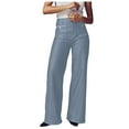 thumbnail image 2 of adviicd Barrel Jeans Women High Waisted Jeans for Women Straight Wide Leg Stretchy Loose Denim Pants with Pockets (Light Blue,S), 2 of 6