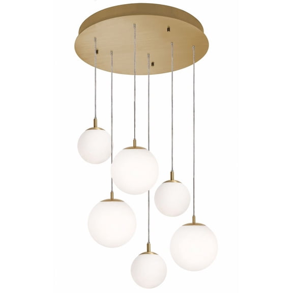AFX  Loretto Hexuple Medium Base Pendant Satin Brass Satin Brass