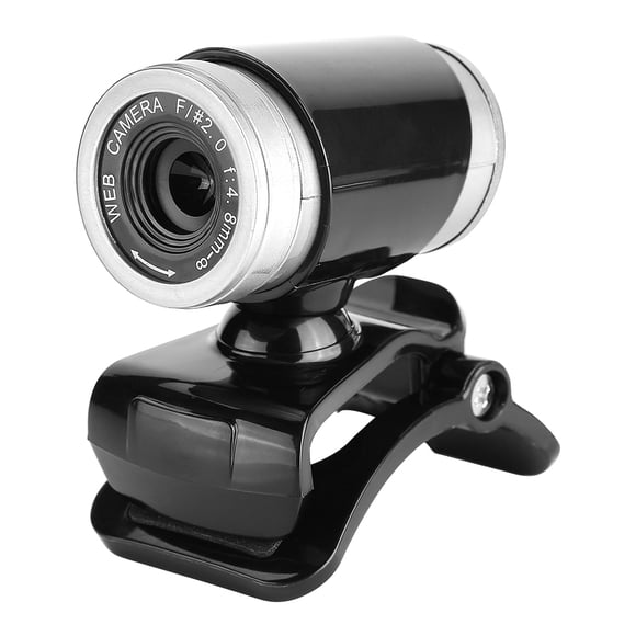 Cámara web con clip de 360 grados, USB, 0,3 megapíxeles, HD, con micrófono, color negro y plateado