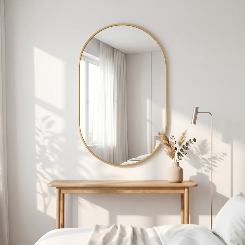 Easy4Home 20"x28" Oval Bathroom Mirror Vanity Wall Mirror,Gold