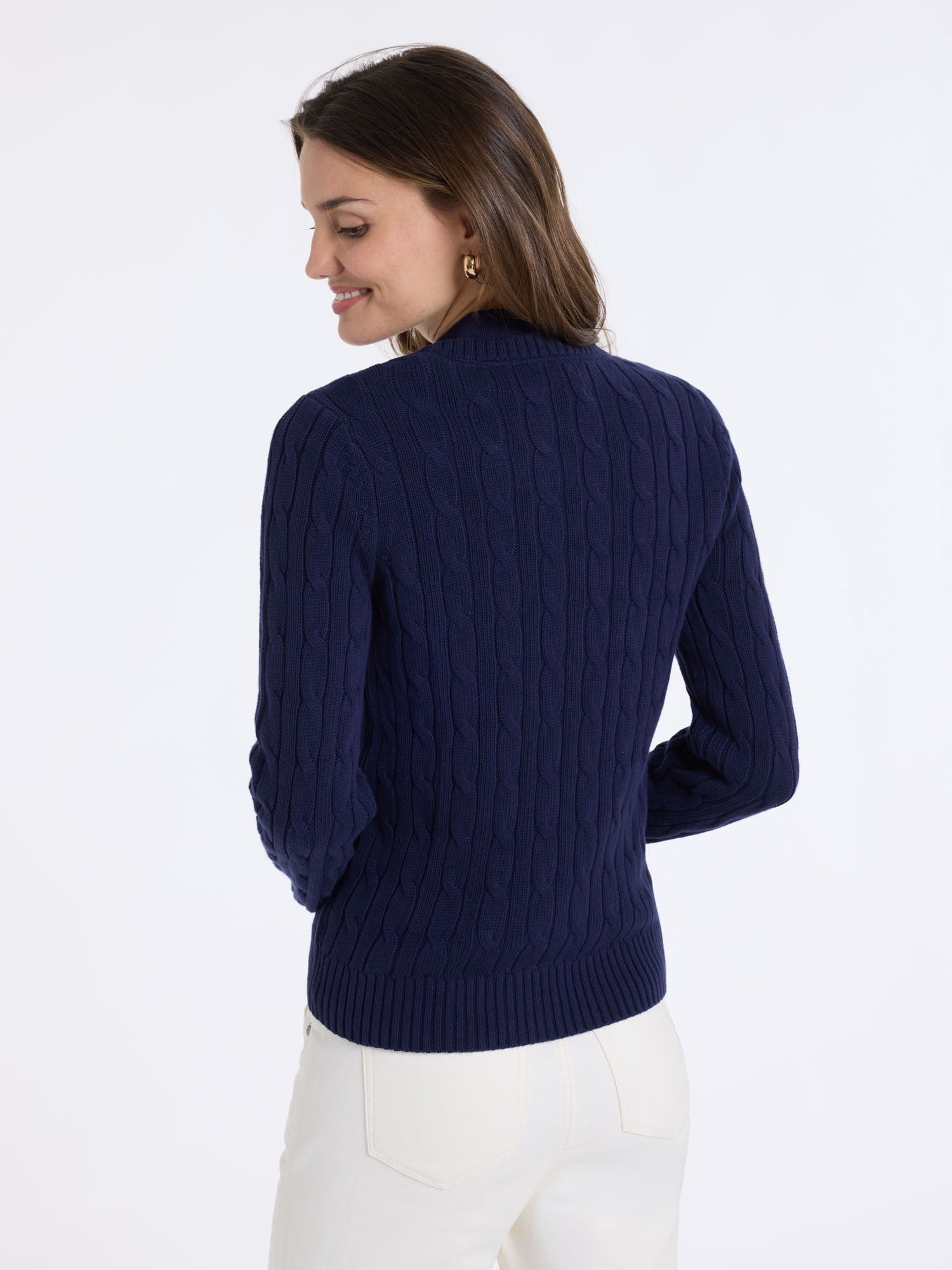 U.S. Polo Assn. Women's Classic Cable Crew Neck Sweater, Sizes XS-XL