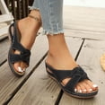 thumbnail image 4 of Dakaela Womens Orthopedic Wedge Sandals Arch Support Comfortable Slip on Slides Summer Beach Vacation Dressy Walking Shoes Black 6.5, 4 of 9