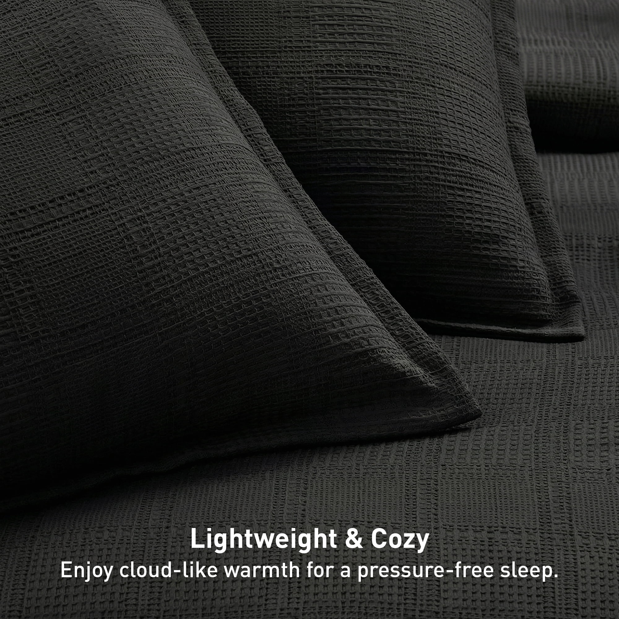 Regency Heights Waffle Weave Duvet Cover Set King/Cal King Size, Breathable Duvet Cover Set for All Season, 3-Piece Textured Bedding Set with Pillow Shams, Black