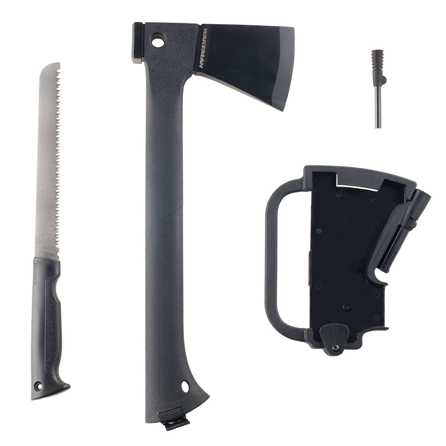MultiFunction Camping Axe with Saw & Firestarter, Axe includes wood