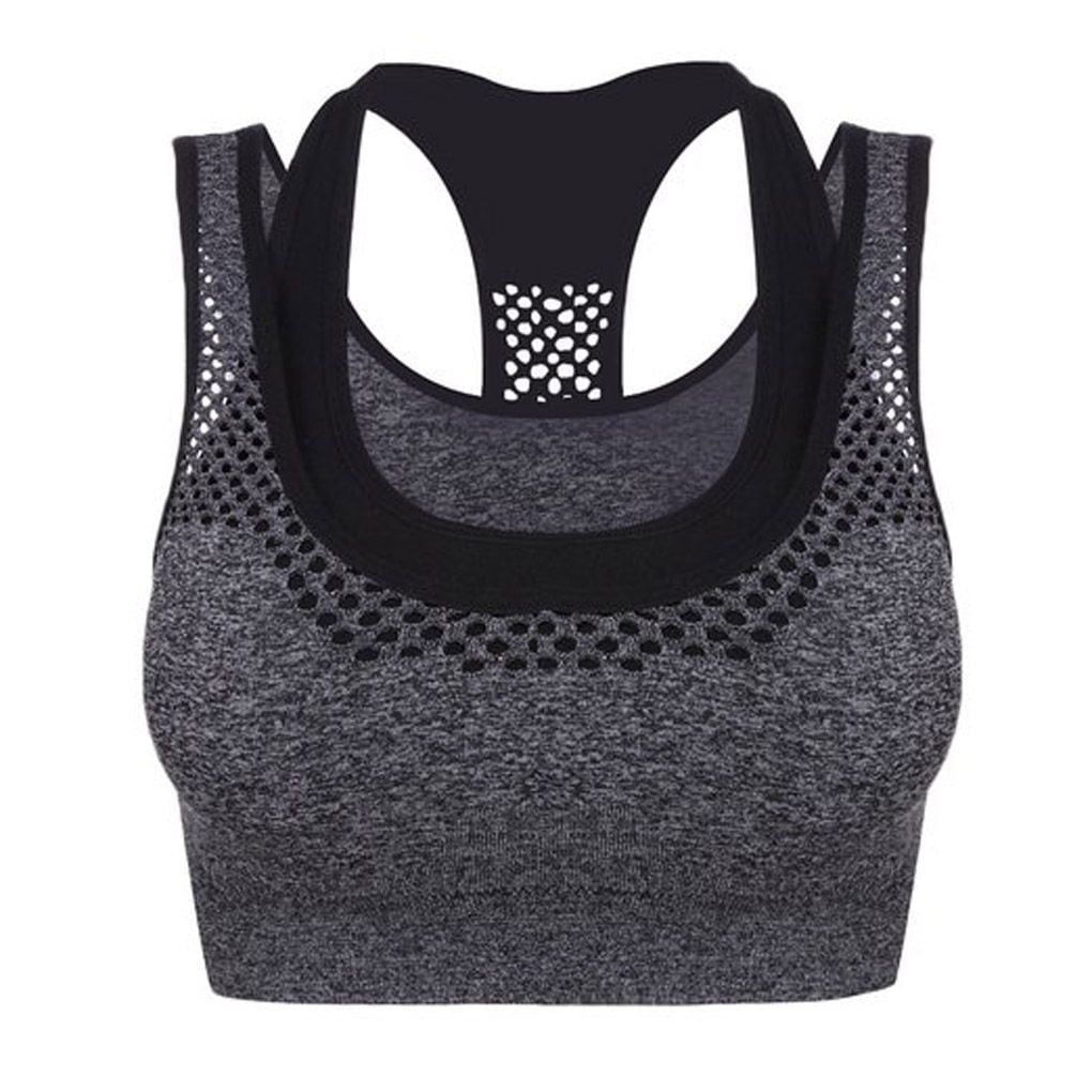 Women High Impact Sports Support Bra Double Layer Padded Racerback Yoga Crop Top 