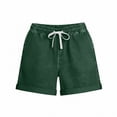 thumbnail image 5 of Olyvenn Women's Cuffed Hem Fashion Casual Shorts High Waisted Straight Leg Faux Denim Shorts with Pockets Army Green M, 5 of 7