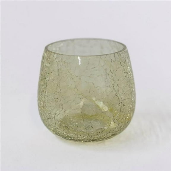 MDR Trading Inc. FP-IMW-047_Q01 Light Yellow Crackled Glass Candle Holder