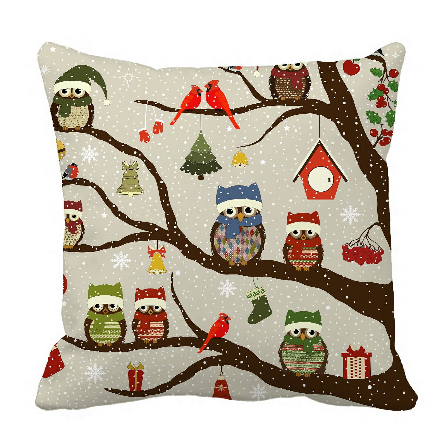 ABPHQTO Tree And Christmas Birds Pillow Case Pillow Cover Pillow