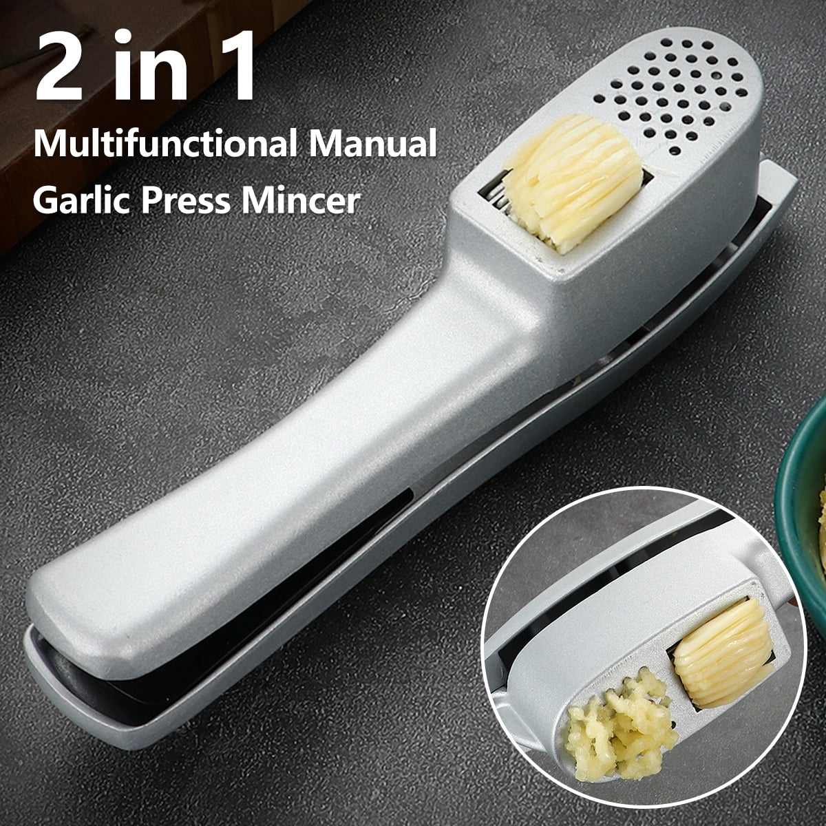 widshovx 2 in 1 Garlic Press Manual Garlic Crusher with EasySqueeze Ergonomic Handle