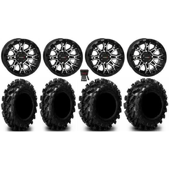 System 3 ST-6 12" Wheels Black 25" Swamp Lite Tires Honda Foreman Rancher SRA