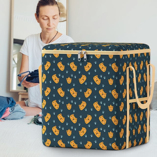 Large Storage Bag for Quilts, Comforters, Clothes, Moving, Foldable Oxford Cloth Storage Bag with Handles, Water Resistant, Dustproof, Space Saving, Home Organization