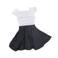 thumbnail image 3 of Conjunto de falda plisada a escala 1:6, camiseta y falda huecas de moda, accesorio negro blanco, 3 of 9