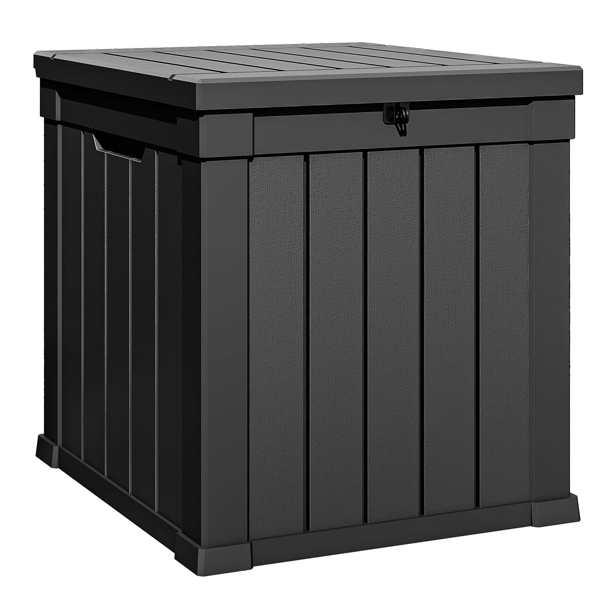 Uforic 51 Gallon Resin Outdoor Deck Box, Waterproof Lockable Storage Box with Side Handles for Patio Garden Pool, Black