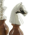 thumbnail image 4 of 9", 9", 8"H Brown Aluminum Metal King, Knight, Bishop Chess Sculpture, by DecMode (3 Count), 4 of 7
