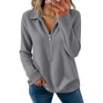 thumbnail image 5 of cocolona Womens Half Zip Pullover Tops Casual Long Sleeve Lapel Shirts Oversized Solid Color Fall Soft Outfits, 5 of 7