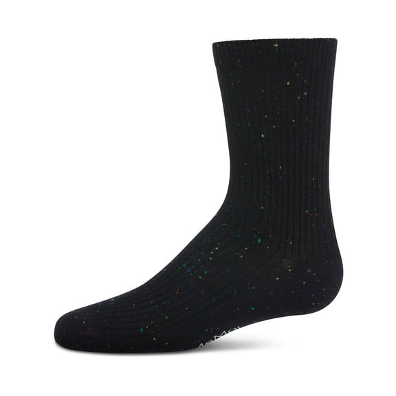 MeMoi Thin Ribbed Cotton Blend Speckled Crew Sock, 10, Navy