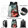 thumbnail image 4 of Yuyamidu 4 in 1 Cool Wolf Kids Backpack with Lunch Bag for Boys Girls Bookbag and Lunch Box Set Pencil Case Water Bottle Bag Middle/Elementary School Bag for 4th Grade, 4 of 7